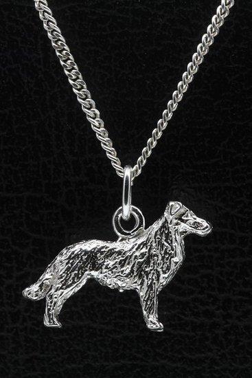 Zilveren Australische shepherd met staart ketting hanger ..., Sieraden, Tassen en Uiterlijk, Kettinghangers, Verzenden