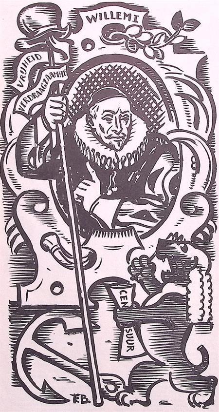 Willem van Oranje en censuur op spotprent (lijst optie), Antiek en Kunst, Kunst | Litho's en Zeefdrukken, Verzenden