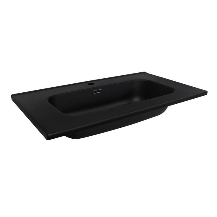 Inbouw Wastafel Aquasplash Retro 46x80 cm Mat Zwart, Huis en Inrichting, Badkamer | Badkamermeubels, 25 tot 50 cm, Wasbak of Wastafel