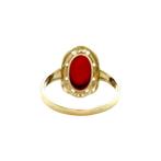 Gouden vintage ring met bloedkoraal 14 krt, Ophalen of Verzenden, Nieuw