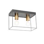 Minimalistische plafondlamp zwart met goud 2-lichts - Kodi, Verzenden, Nieuw, Modern