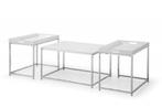 Moderne salontafelset van 3 ELEMENTS 75cm wit chroom, Huis en Inrichting, Tafels | Salontafels, Nieuw, Ophalen of Verzenden