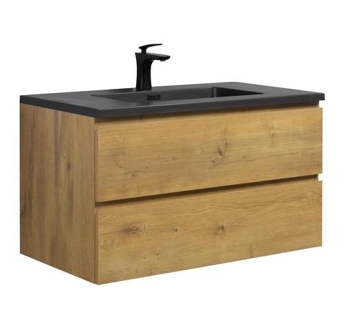 Badkamermeubel Set Angela 90cm Eiken Badmeubel, Huis en Inrichting, Badkamer | Badkamermeubels, Nieuw, Wastafelkast, Verzenden