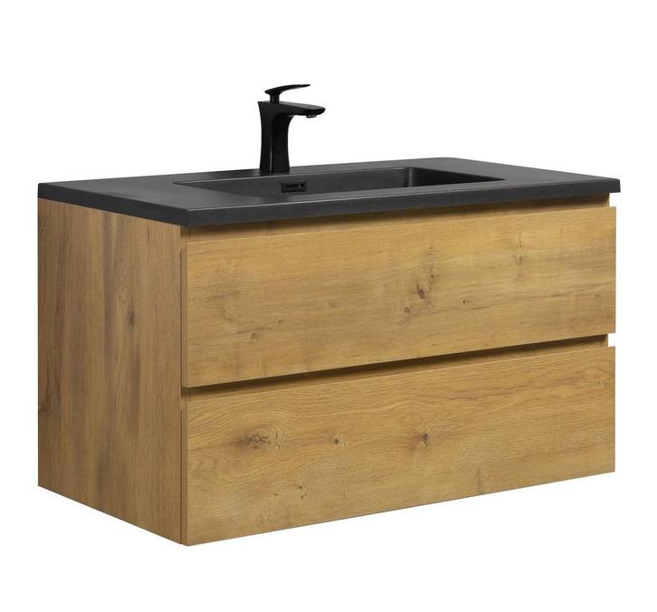 Badkamermeubel Set Angela 90cm Eiken Badmeubel, Huis en Inrichting, Badkamer | Badkamermeubels, Nieuw, Wastafelkast, Verzenden