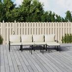 vidaXL 6-delige Loungeset met zandkleurige kussens staal, Verzenden, Nieuw, Rvs, Loungeset