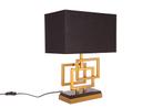 Moderne tafellamp ATLANTIS 56cm gouden stoffen kap zwart, Nieuw, Ophalen of Verzenden