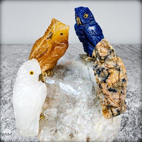 Prachtige vogels op standaard (Lapis Lazuli, Kwarts,, Verzamelen, Mineralen en Fossielen