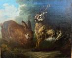 Scuola franco-fiamminga (XVIII) - Lepri in un Paesaggio, Antiek en Kunst, Kunst | Schilderijen | Klassiek