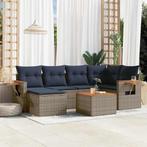 vidaXL 7-delige Loungeset met kussens poly rattan grijs, Verzenden, Nieuw, Rotan, Loungeset