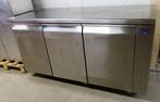 RVS Koelwerkbank met 3 deuren 158cm, zonder motor, Gebruikt