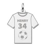 Zilveren Voetbalshirt met rugnummer en naam kettinghanger, Nieuw, Verzenden
