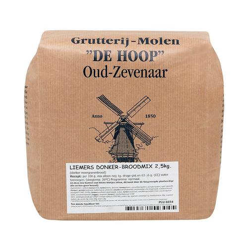 Molen de Hoop Liemers Donker Broodmix 2,5kg, Hobby en Vrije tijd, Taarten en Cupcakes maken, Nieuw, Verzenden