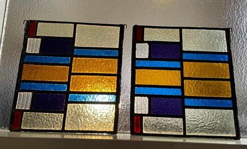 Glas-in-loodraam - 1940-1950 - Twee Raamhangers met, Antiek en Kunst, Curiosa en Brocante