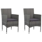 vidaXL Tuinstoelen 2 st poly rattan grijs, Tuin en Terras, Tuinstoelen, Verzenden, Nieuw, Rotan