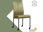 Leren eetkamerstoel Comfort met wieltjes - Vintage Olive, Huis en Inrichting, Stoelen, Overige kleuren, Nieuw, Leer, Ophalen of Verzenden