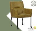 Leren eetkamerstoel Lucky - Granada Olive (olijf), Overige kleuren, Bohemian, Industrieel, Modern, Scandinavisch, Nieuw, Leer
