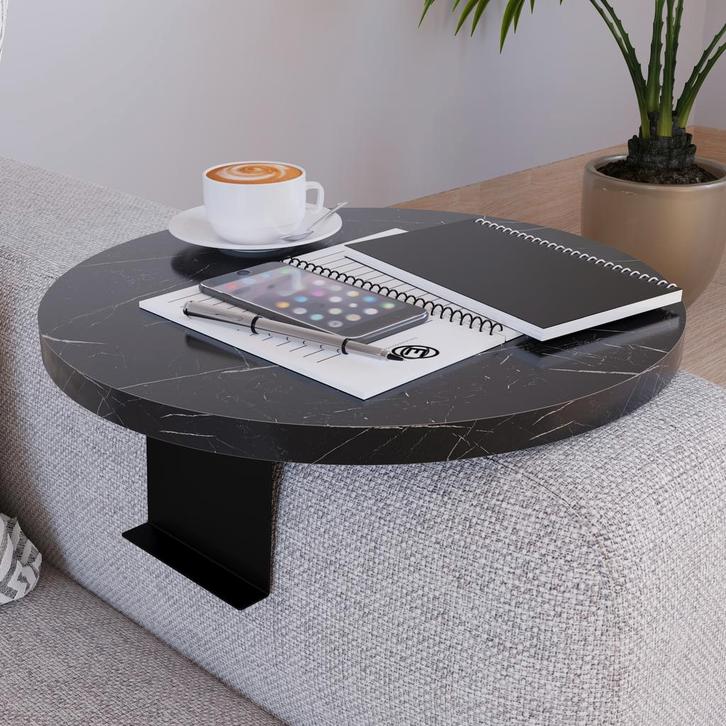 Dienblad armleuning Kuleskyd rond Ø34 cm marmer zwart [en.ca, Huis en Inrichting, Banken | Sofa's en Chaises Longues, Verzenden