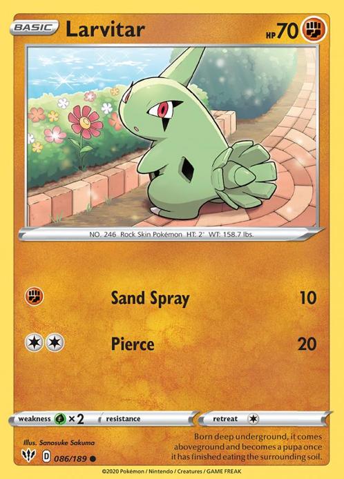 Larvitar 086/189 Darkness Ablaze, Hobby en Vrije tijd, Verzamelkaartspellen | Pokémon, Losse kaart, Nieuw, Foil, Ophalen of Verzenden