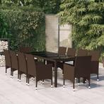 vidaXL 11-delige Tuinset poly rattan bruin, Verzenden, Nieuw, Rotan, Tuinset