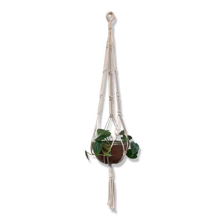 Plantenhanger Bohemian Wit - Katoen - Macramé -, Huis en Inrichting, Woonaccessoires | Overige, Nieuw, Ophalen of Verzenden