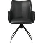 Leren eetkamerstoel Wave - Granada Black (zwart) - Spinpoot, Ophalen of Verzenden, Nieuw, Leer, Bohemian, Eigentijds, Industrieel, Modern, Scandinavisch