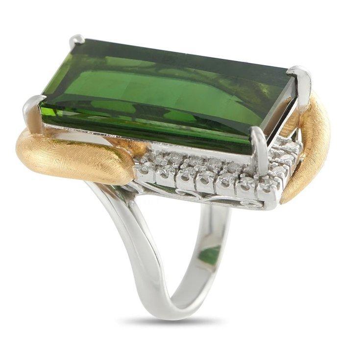Ring - 18 karaat Geel goud, Platina en 18K Geelgoud 0,35ct, Sieraden, Tassen en Uiterlijk, Ringen