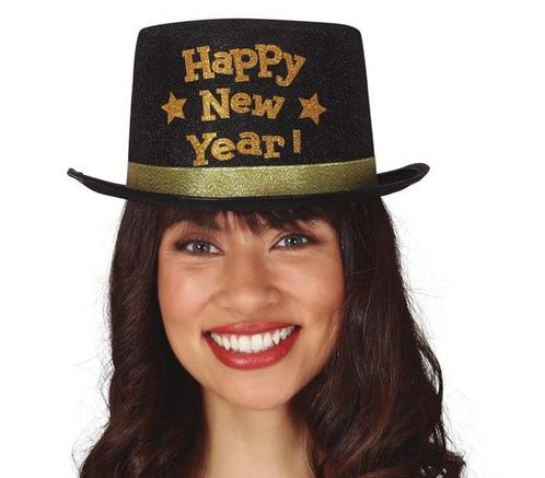 Happy New Year Hoed Zwart Goud, Hobby en Vrije tijd, Feestartikelen, Nieuw, Verzenden