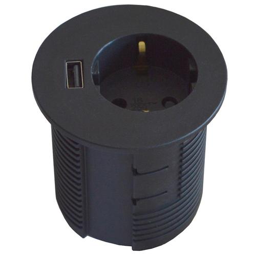 Spot - 1x stroom - 1x USB charger - Zwart, Zakelijke goederen, Kantoor en Winkelinrichting | Kantoormeubilair en Inrichting, Ophalen of Verzenden