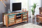Uniek TV-meubel JAKARTA 150cm kleurrijk gerecycled massief, Nieuw, Ophalen of Verzenden