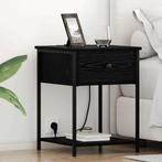 vidaXL Nachtkastje 2 pcs Zwart Eiken 42 x 41 x 56 cm Bewerkt, Minder dan 45 cm, Verzenden, Nieuw, 55 tot 70 cm