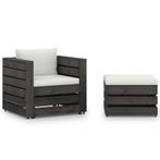 vidaXL 2-delige Loungeset met kussens grijs geïmpregneerd, 2 zitplaatsen, Verzenden, Nieuw, Loungeset