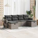 vidaXL 6-delige Loungeset met kussens poly rattan grijs, Tuin en Terras, 6 zitplaatsen, Nieuw, Loungeset, Verzenden