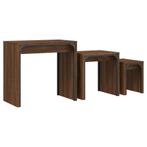 3-delige Tafeltjesset bewerkt hout bruin eikenkleur (Tafels), Huis en Inrichting, Verzenden