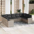 vidaXL 9-delige Loungeset met kussens poly rattan lichtgrijs, Verzenden, Nieuw, Rotan, Loungeset