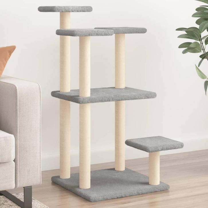 vidaXL Krabpalen met platforms 98,5 cm lichtgrijs, Dieren en Toebehoren, Katten-accessoires, Nieuw, Verzenden