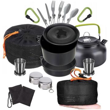 18-delig Outdoor Kampeerservies Set - Compact & Duurzaam - beschikbaar voor biedingen