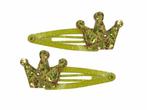 Haarspeld Klikklak 5 cm - Glitter Kroon - Geel - Set van 2, Nieuw