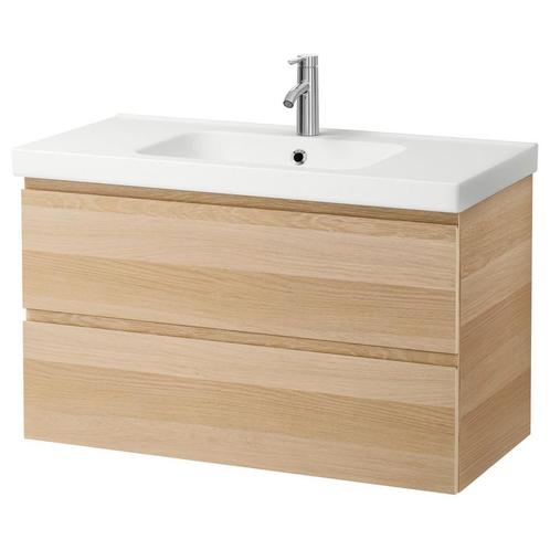 Badmeubelset Wiesbaden Vision Oak 100x46x53 cm, Doe-het-zelf en Verbouw, Sanitair, Bad, Nieuw, Ophalen of Verzenden