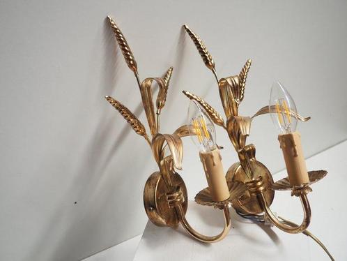 Wandlamp - Vintage gouden tarwe-oog wandlampen uit Florence, Huis en Inrichting, Overige Huis en Inrichting
