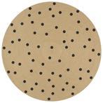vidaXL Vloerkleed handgemaakt met print polkadot 120 cm jute, Verzenden, Nieuw, Zwart