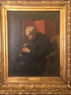 Louis Debras (1820-1899) - Prete che suona la tromba, Antiek en Kunst, Kunst | Schilderijen | Klassiek