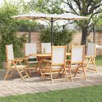 vidaXL Tuin Eetset Vouw 7 pcs Crèmewit Massief acaciahout, Verzenden, Nieuw