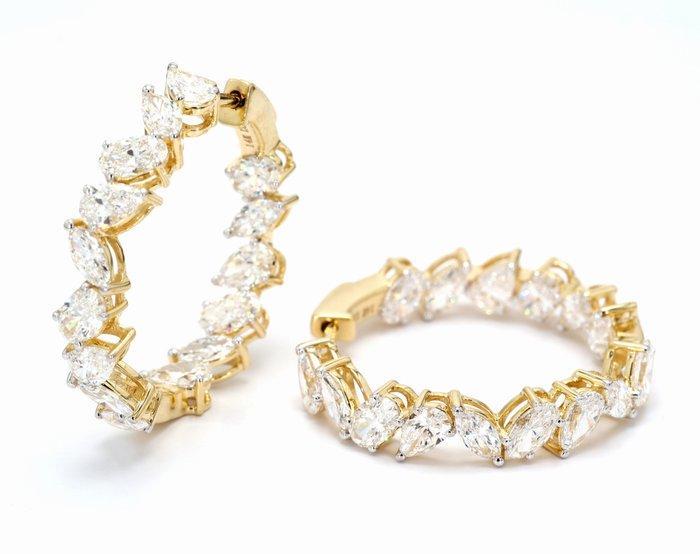 Hoepel oorbellen - 14 karaat Geel goud - 4.97ct. tw. Diamant, Sieraden, Tassen en Uiterlijk, Antieke sieraden