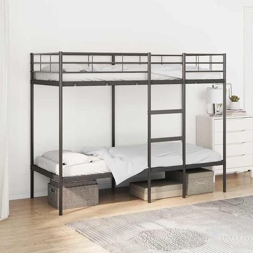 vidaXL Stapelbed zonder matras 80x200 cm staal zwart, Huis en Inrichting, Slaapkamer | Bedden, 80 cm, 200 cm, Zwart, Eenpersoons