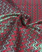 Jacquard Little Waves Bordeaux-Lime, Nieuw, Groen