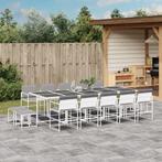 vidaXL 15-delige Tuinset met kussens textileen wit, Tuin en Terras, 4 zitplaatsen, Verzenden, Nieuw, Rvs