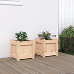 vidaXL Plantenbakken 2 st cm massief grenenhout, Verzenden, Minder dan 60 cm, Nieuw, Hout