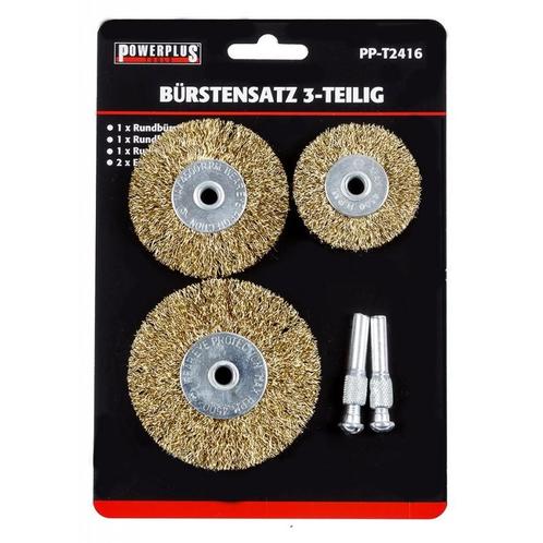Set van 3 staalborstels: 50 / 63 en 75 mm op 6 mm stift met, Doe-het-zelf en Verbouw, Gereedschap | Overige machines, Ophalen of Verzenden