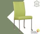 Leren eetkamerstoel Comfort met wieltjes - Hermes Lime, Huis en Inrichting, Stoelen, Overige kleuren, Nieuw, Leer, Ophalen of Verzenden