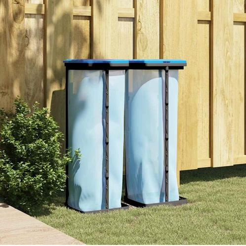 vidaXL Vuilniszakhouders 2 st 120 L PP zwart en blauw, Huis en Inrichting, Woonaccessoires | Prullenbakken, Nieuw, Verzenden